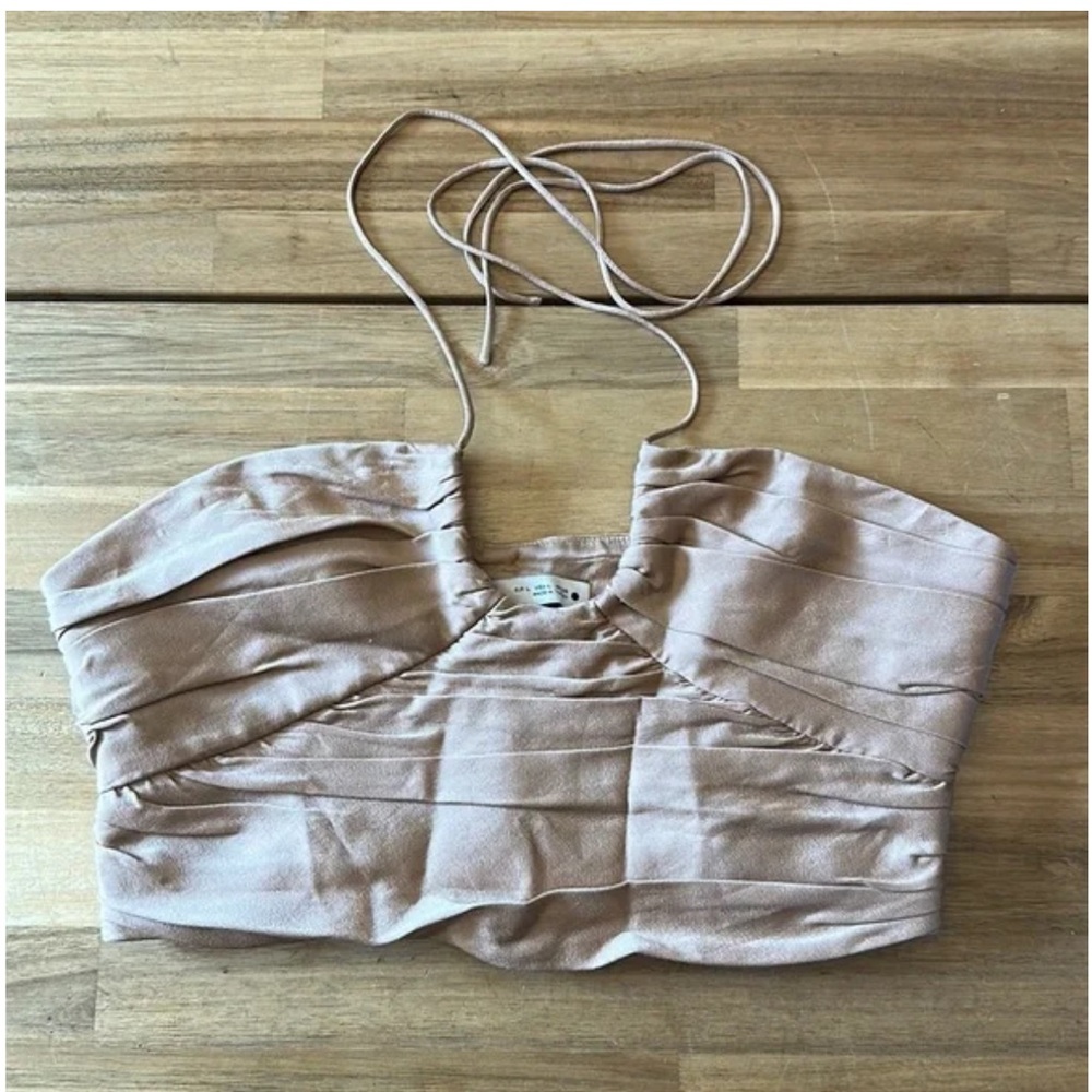 Zara Tan Ruched Crop Top - Picture 6 of 14